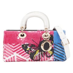 rare CHRISTIAN DIOR Lady D-joy Runway pink blue butterfly sequins crossbody bag