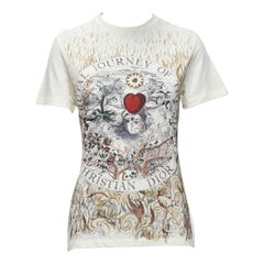 DIOR Brutal Journey OF The Heart graphic print ecru cotton linen tshirt XS