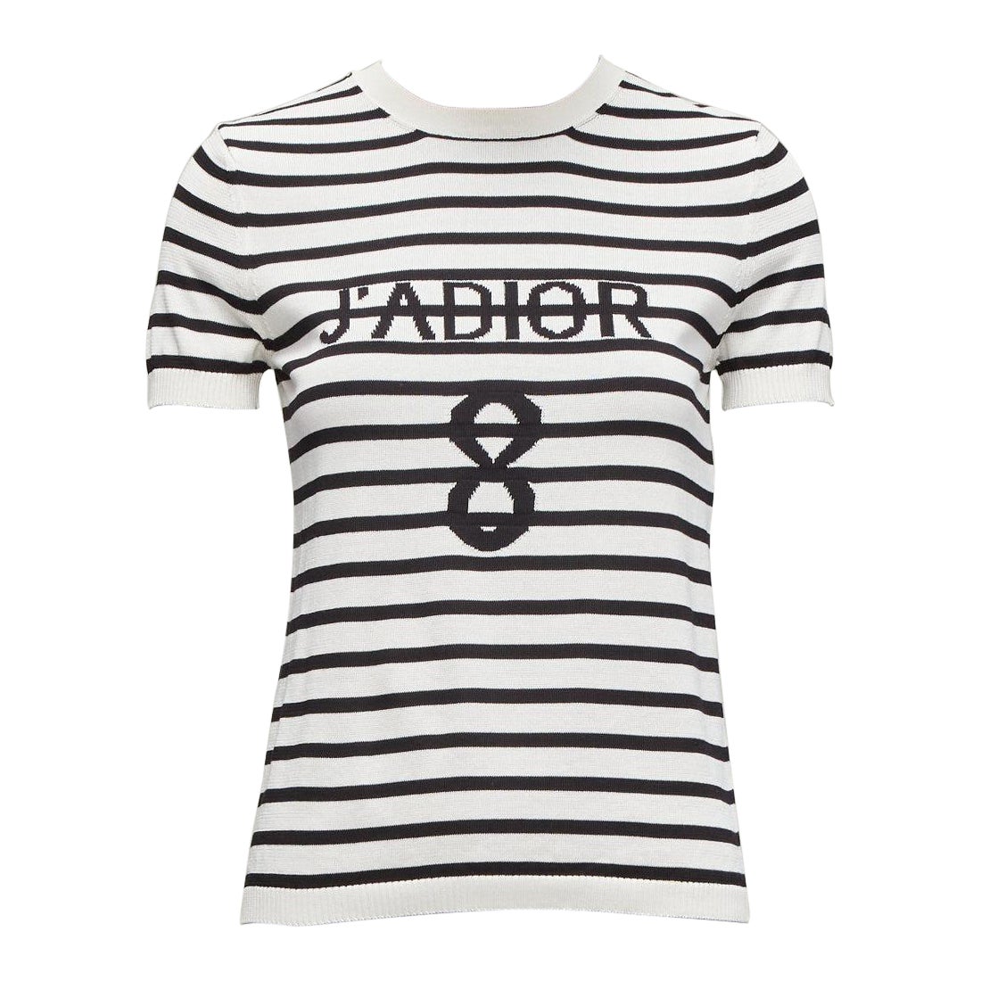 CHRISTIAN DIOR Jadior 8 negro crema jersey manga corta cuello redondo FR34 XS en venta