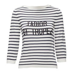 DIOR Jadior St Tropez black cream silk cotton stripe cropped sweater FR34 XS