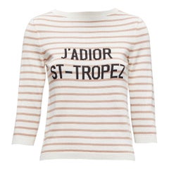 Christian Dior Jadior St Tropez maglione a righe beige crema FR34 XS
