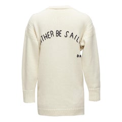 DIOR 2019 Wolle Kaschmir Creme Rather Be Sailing langer Pullover Pullover FR34 XS
