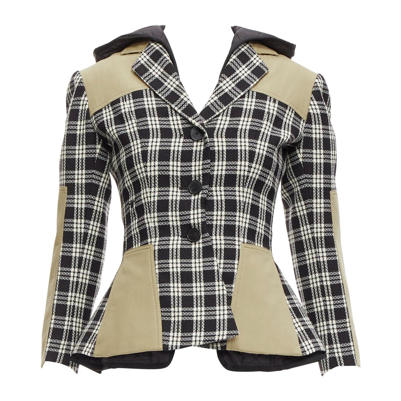 CHRISTIAN DIOR 2022 black white virgin wool Cannage lined bar jacket FR34 XS For Sale