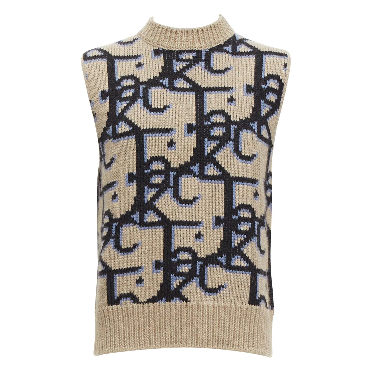 DIOR 2022 Travis Scott Cactus Jack 100% cashmere monogram sweater vest XXS For Sale