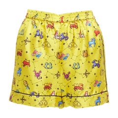 CHRISTIAN DIOR 100% silk Lucky Dior yellow astrology boxer shorts FR32 XXS