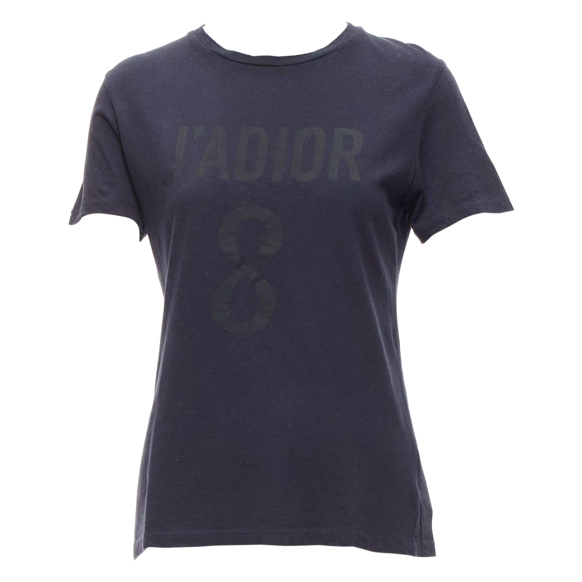 CHRISTIAN DIOR Jadior 8 washed black cotton linen screen print tshirt XS For Sale