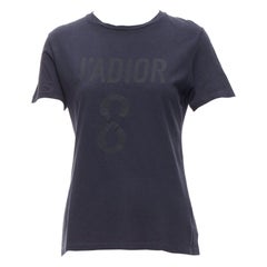 CHRISTIAN DIOR Jadior 8 washed black cotton linen screen print tshirt XS
