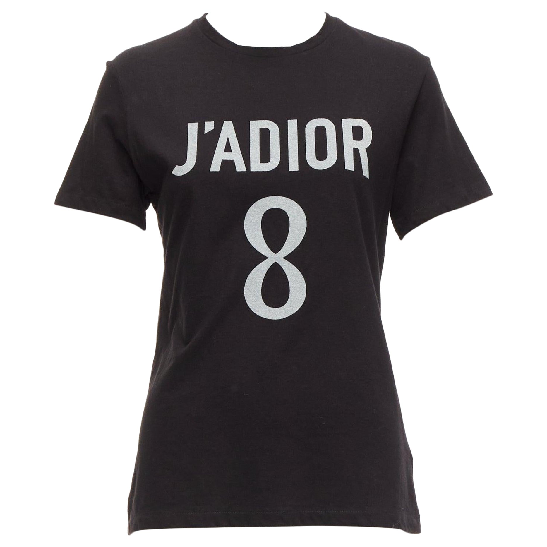 DIOR J'adior 8 black logo distressed screen print fitted tshirt XS For Sale