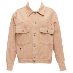 Christian Dior, giacca trucker boxy in denim pesca sporco con logo dell'ape CD FR36 S