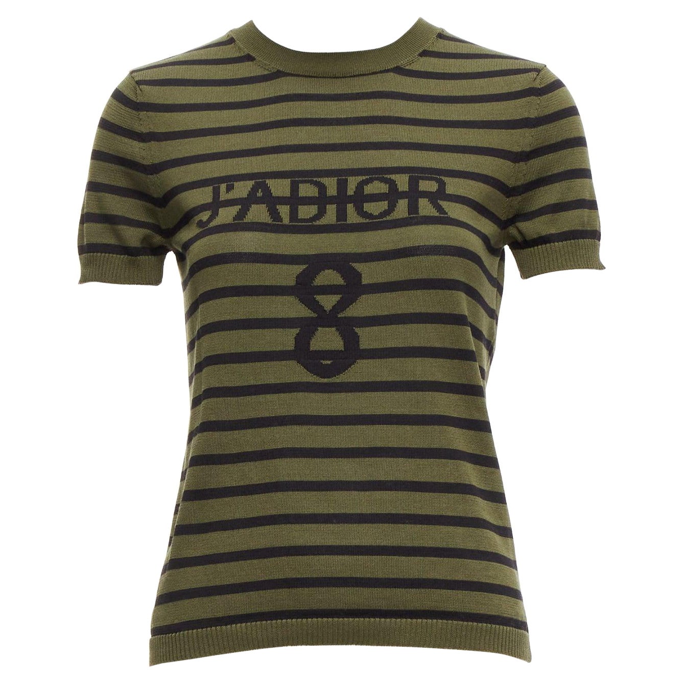 CHRISTIAN DIOR J'Adior 8 green stripe silk cotton knitted top FR34 XS For Sale