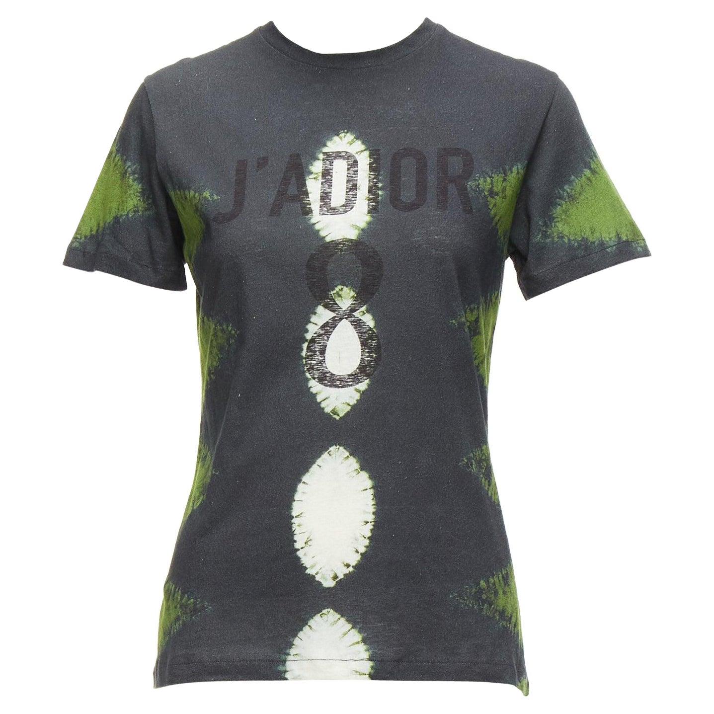 CHRISTIAN DIOR J'adior green grey tie dye cotton linen 8 tshirt XS For Sale