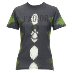 CHRISTIAN DIOR J'adior green grey tie dye cotton linen 8 tshirt XS