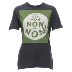 CHRISTIAN DIOR Non Non Et Non washed black green cotton linen tshirt XS