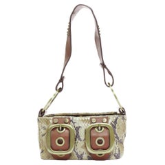 DOLCE GABBANA Vintage Y2K beige textured leather dual buckle boxy shoulder bag