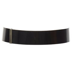 DIOR minimal logo barra metálica negro piel de becerro lisa cinturón ancho 90cm