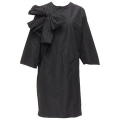 DRIES VAN NOTEN Schwarzes tentkleid mit Schleifendetail und Brust und getäfeltem Schlüsselloch FR36 S