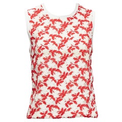 GIAMBATTISTA VALLI red cream lace cotton blend wide strap tank top IT38 XS