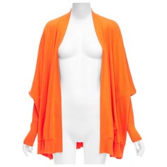 GIVENCHY 100% wool orange draped batwing ribbed sleeves relaxed cardigan M