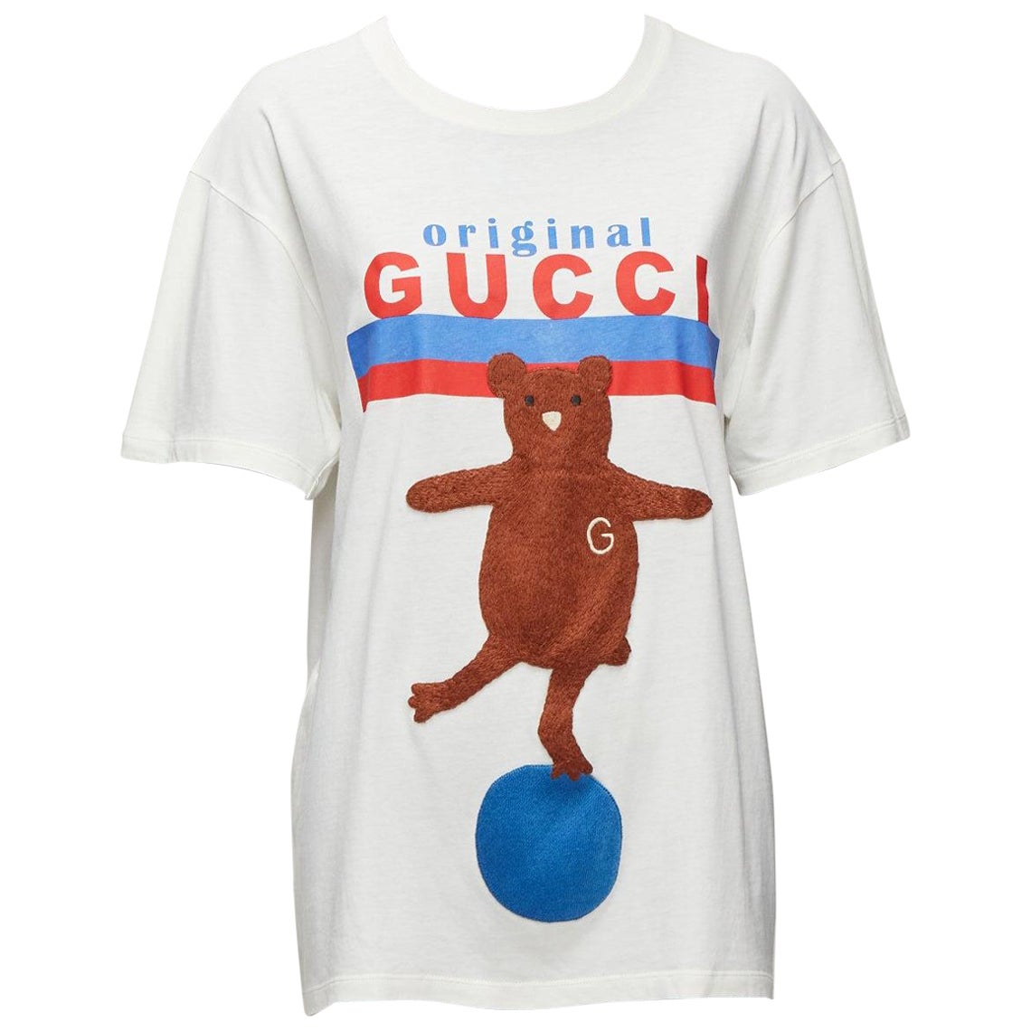 GUCCI Balancing Bear logo print round neck short oversized tshirt S For Sale