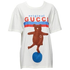 GUCCI Balancing Bear Kurzes übergroßes Tshirt in Übergröße mit Logodruck und rundem Halsausschnitt S