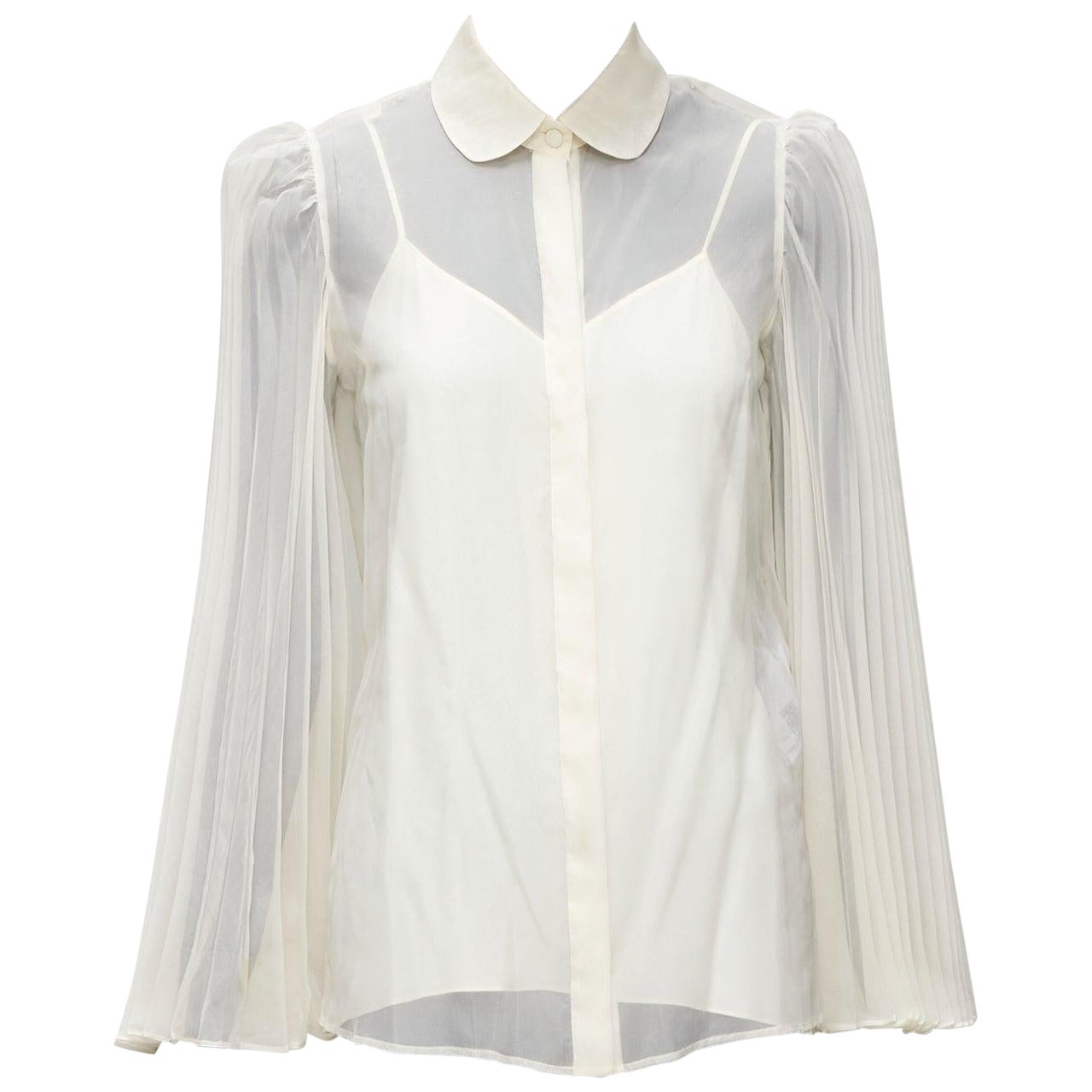 GUCCI cream silk blend puff sleeve Peter Pan collar cami lined blouse  IT38 XS For Sale
