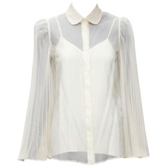 GUCCI Cremefarbene Seidenmischung mit Puffärmeln und gefütterter Bluse mit Peter-Pan-Kragen  IT38 XS