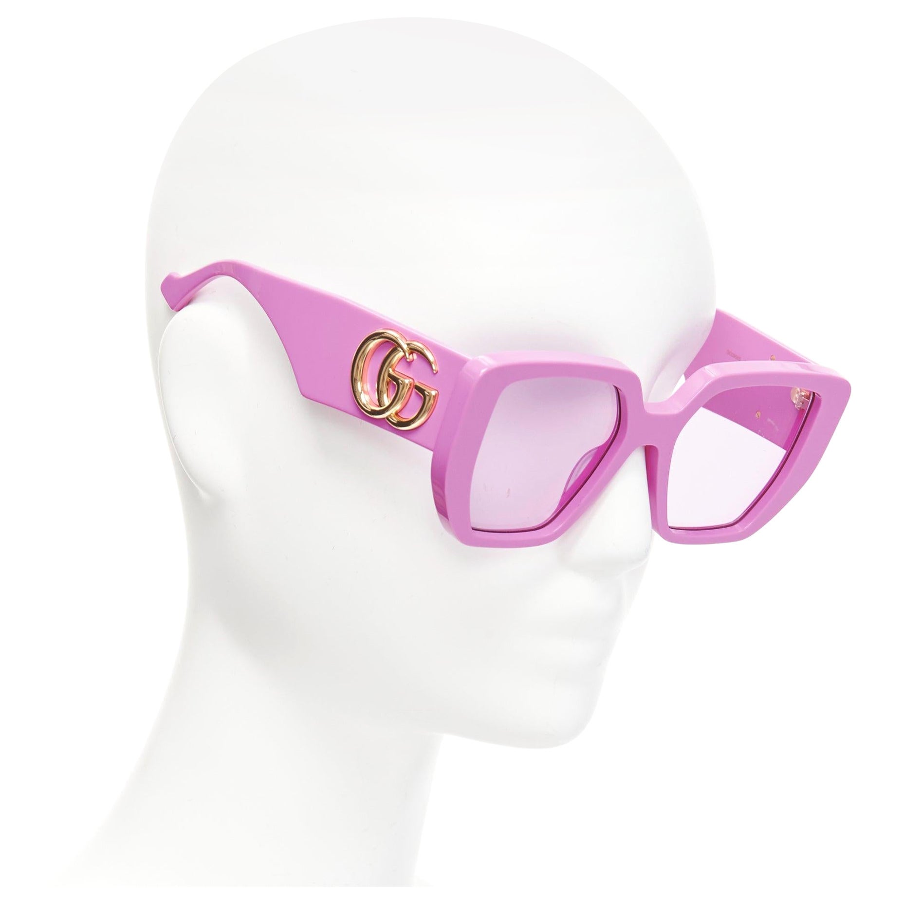 GUCCI Alessandro Michele GG0956S pink GG logo square frame oversized sunglasses For Sale