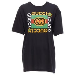 GUCCI noir Vintage GG box logo coton long tshirt décontracté XXS