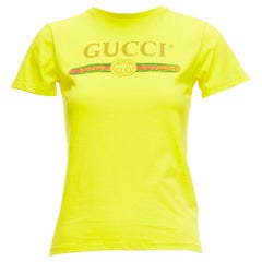GUCCI KIDS leuchtend gelbes Vintage-Logo-Tshirt mit Rundhalsausschnitt 10Y XS