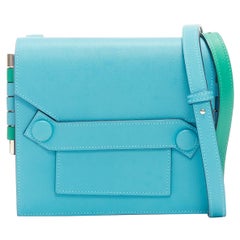 HERMES 2019 Zwillinge grün blau asymmetrische Umhängetasche mit Schnappverschluss