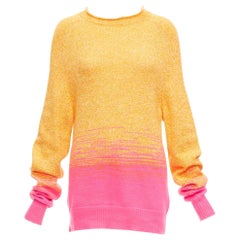 HERMES Vintage 100% cashmere orange pink degrade loose neck sweater M