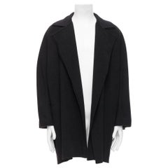HERMES Cappotto a vestaglia con cintura a doppio collo in cashmere grigio vintage EU48 M.