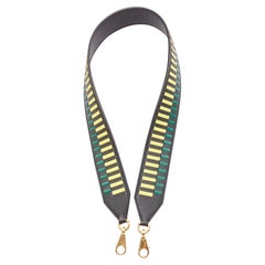 HERMES Sangle Cavale 40 green yellow black woven togo leather gold long strap