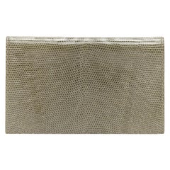 HERMES grey scaled leather silver hardware bifold long wallet