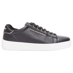 KARL LAGERFELD zapatillas con cordones gruesos en piel negra y logotipo plateado EU38
