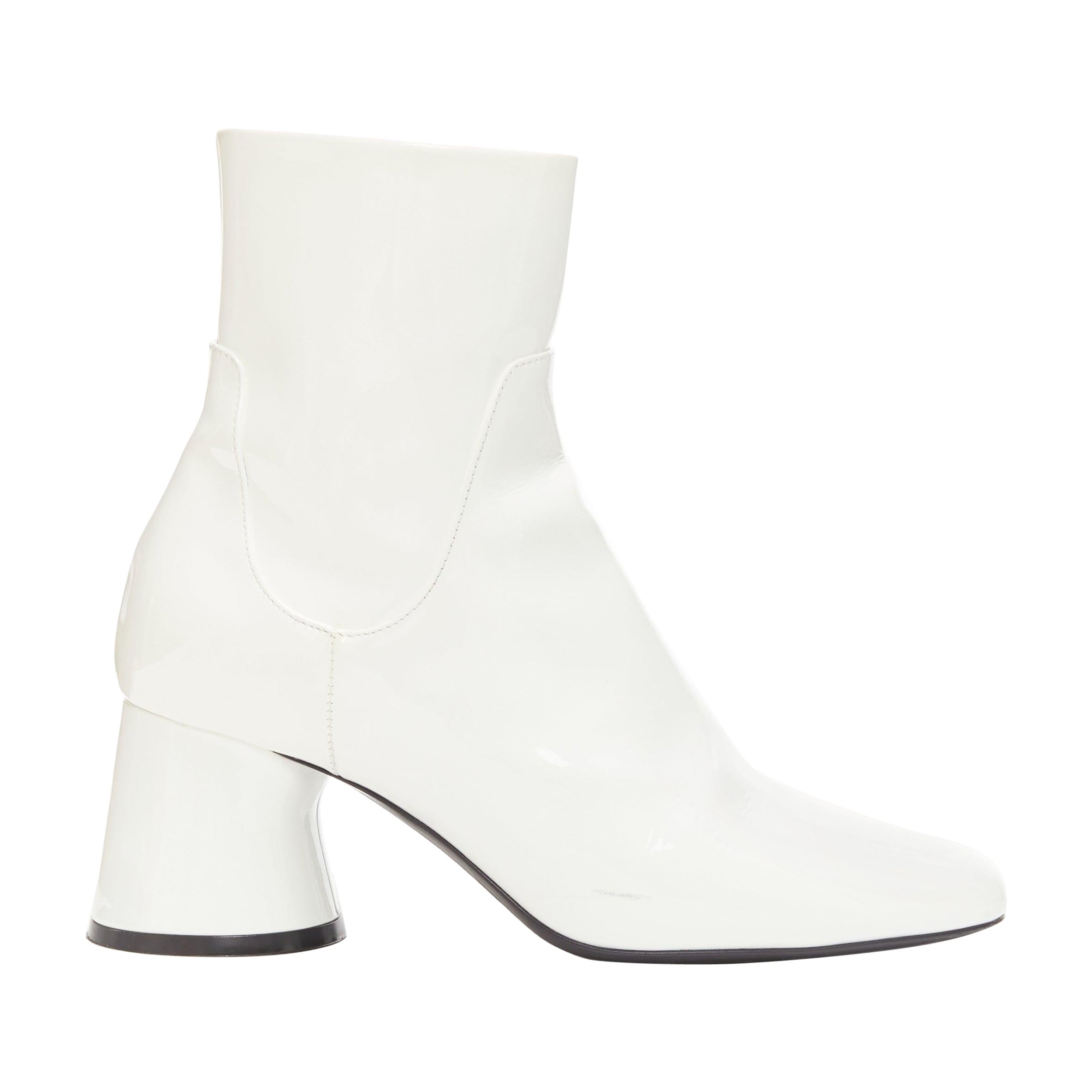 KHAITE Wythe 65 white patent leather chunky heel gogo boots EU37 For Sale