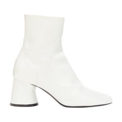 KHAITE Wythe 65 white patent leather chunky heel gogo boots EU37