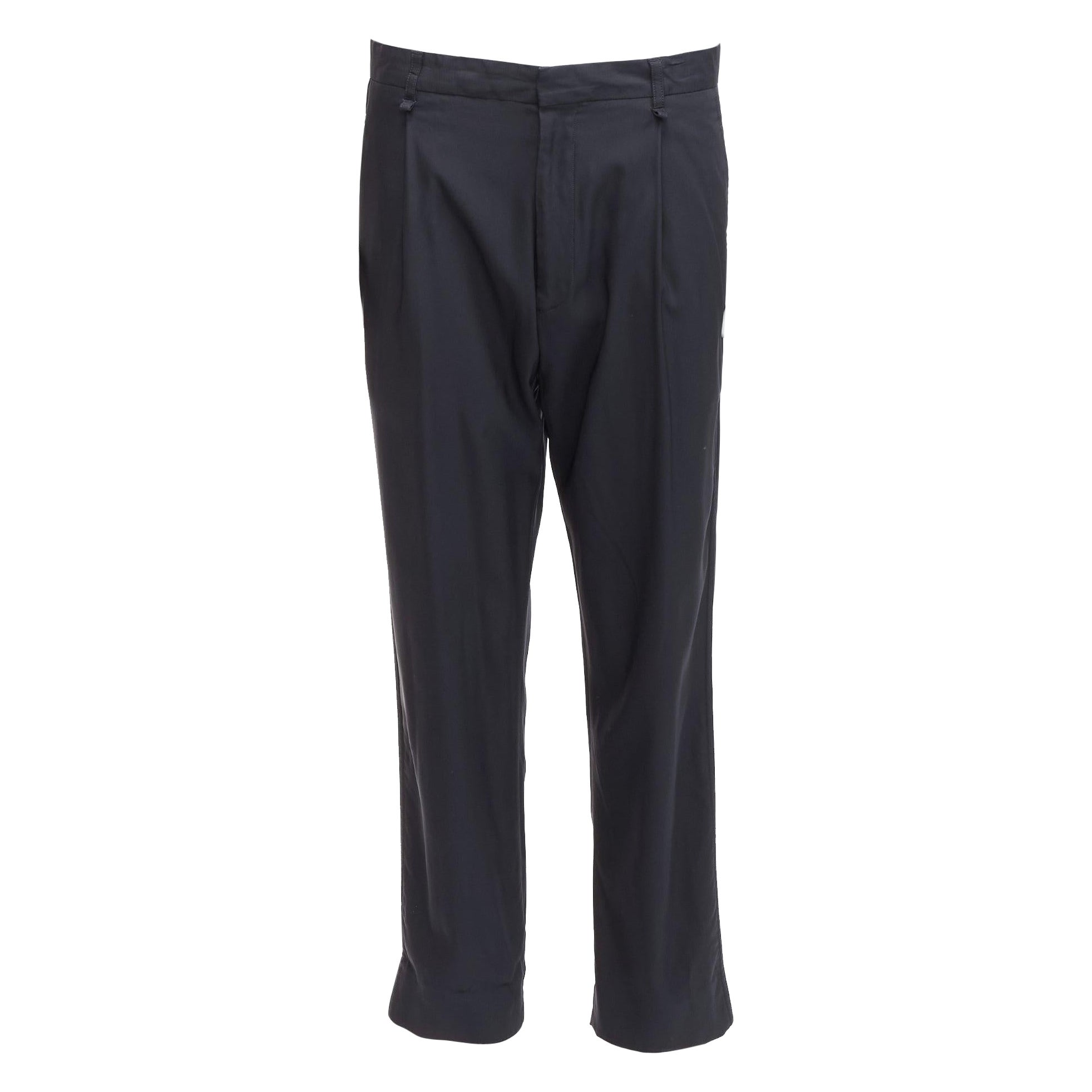 LANVIN navy viscose blend plis sur le devant pantalon fuselé classe IT46 S