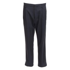 LANVIN navy viscose blend front pleats classy tapered dress pants IT46 S