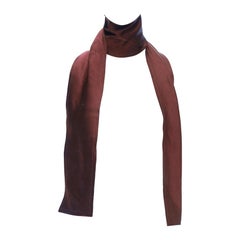 LANVIN red burgundy 100% silk made in france frayed edge rectangular scarf