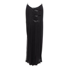 JEAN PAUL GAULTIER FEMME Falda plisada vintage negra con detalle de hebilla bondage IT40 S
