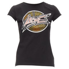 LOEWE nero arancio vetro cristallo rosso glitter logo tshirt in misto cotone XS