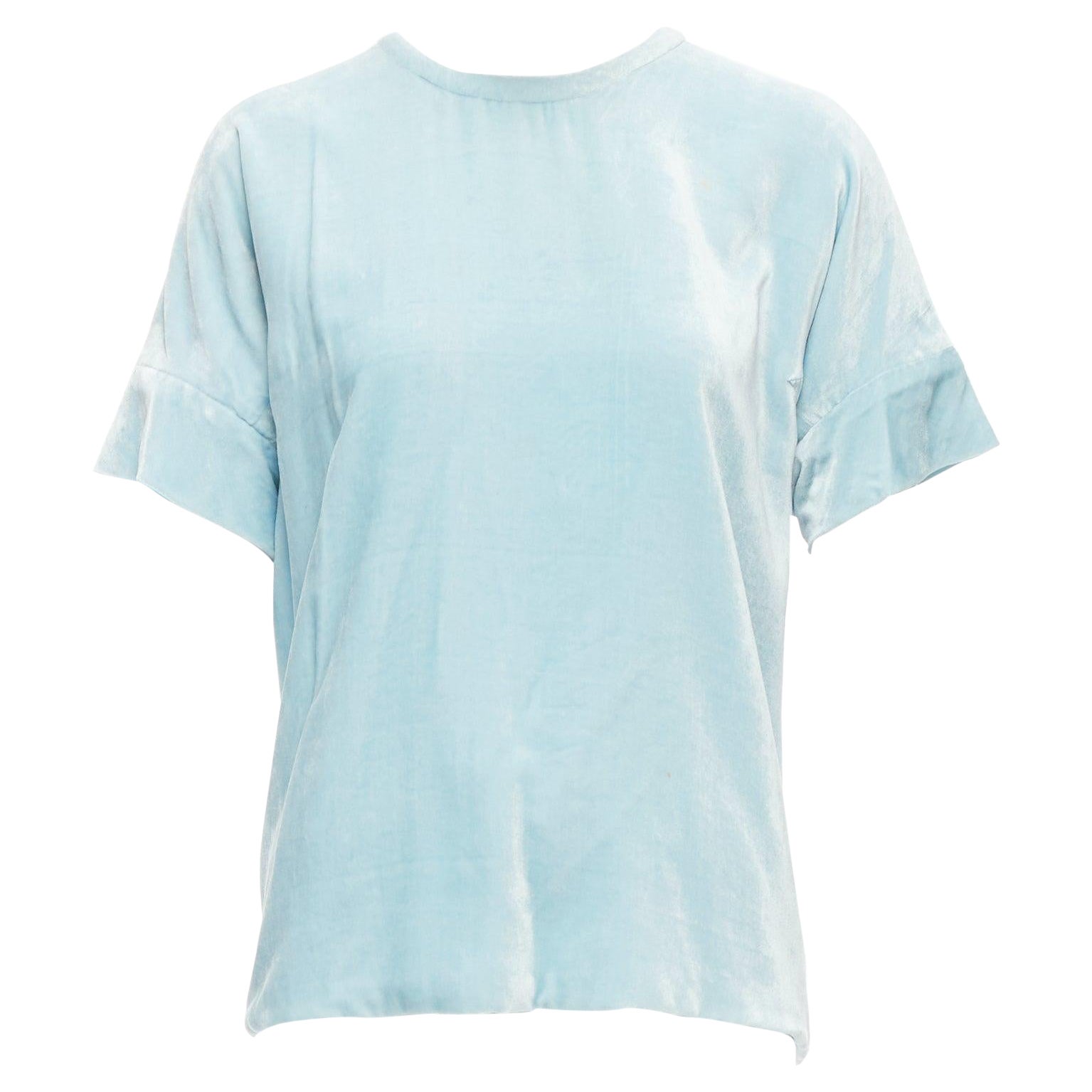 MARC JACOBS powder blue rayon silk velvet darted short sleeve top US2 S For Sale