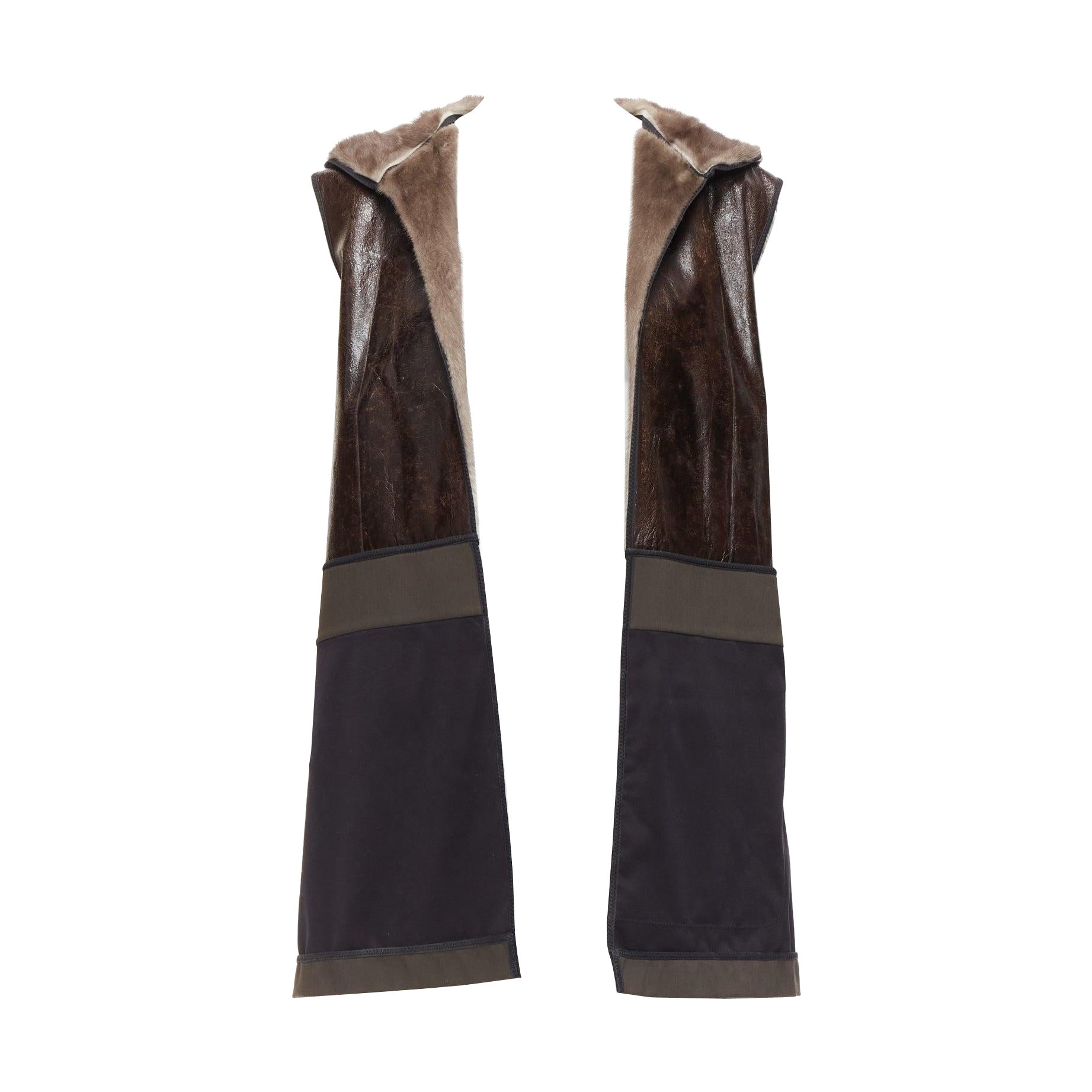 MARNI Nerz Gilet Reversible Brown Colorblocked textured fur hooded vest IT40 S