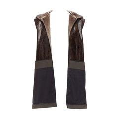 MARNI Nerz Gilet Reversible Brown Colorblocked textured fur hooded vest IT40 S