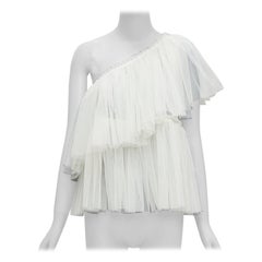 MOLLY GODDARD Creme Tüll gestaffelt eine Schulter schiere Top UK6 XS