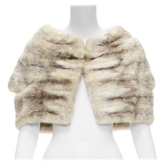 MARNI beige genuine fur striped colouring shawl bolero crop jacket IT40