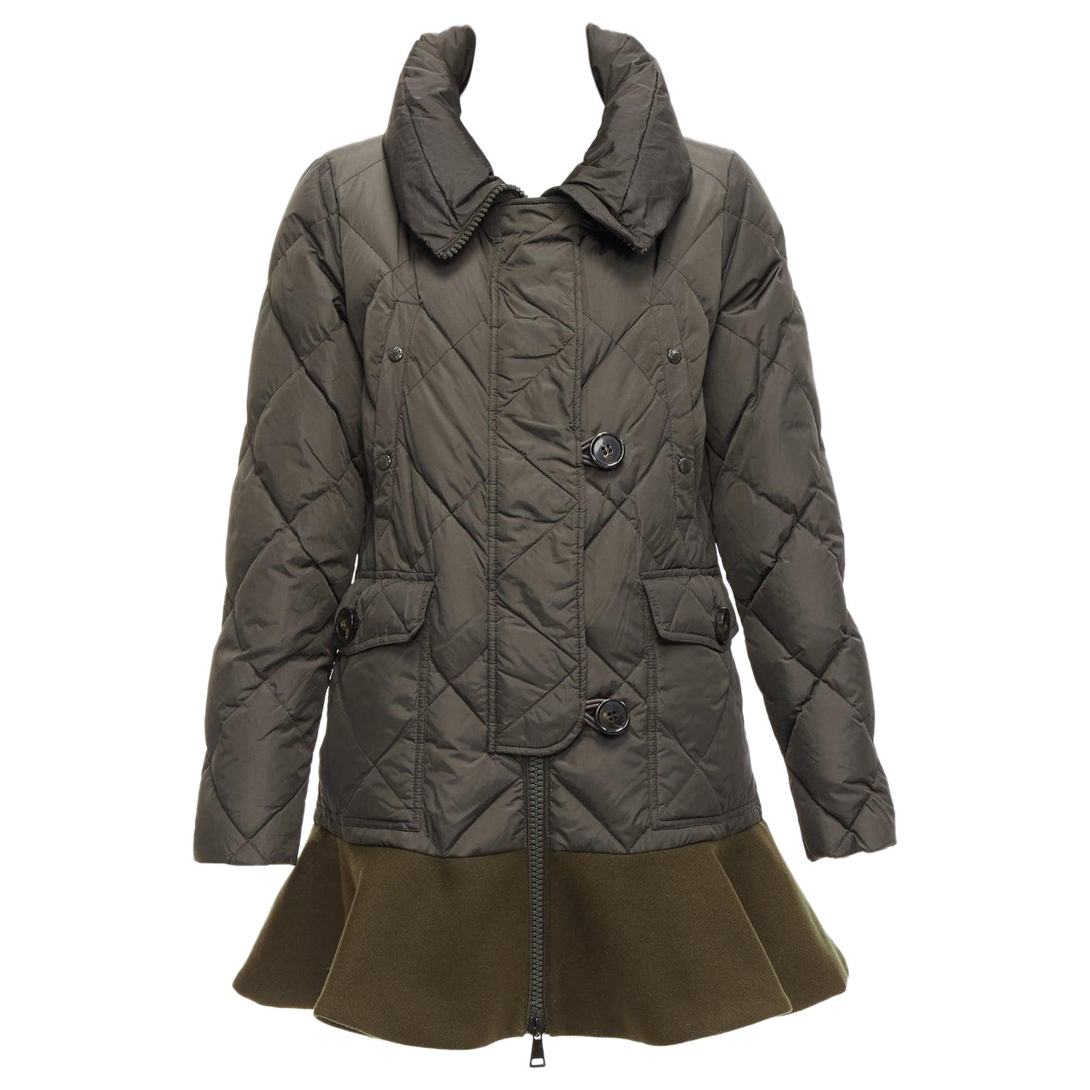 Moncler Norme Afnor cachi trapuntato in misto lana vergine con orlo a balze Sz1 M.