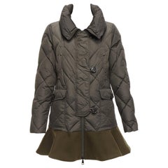 MONCLER Norme Afnor - Manteau kaki matelassé à ourlet à franges en laine vierge mélangée Taille 1 M