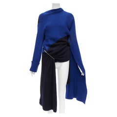MONSE Runway merino wool blue navy colorblock XL pin cape sleeve sweater XS